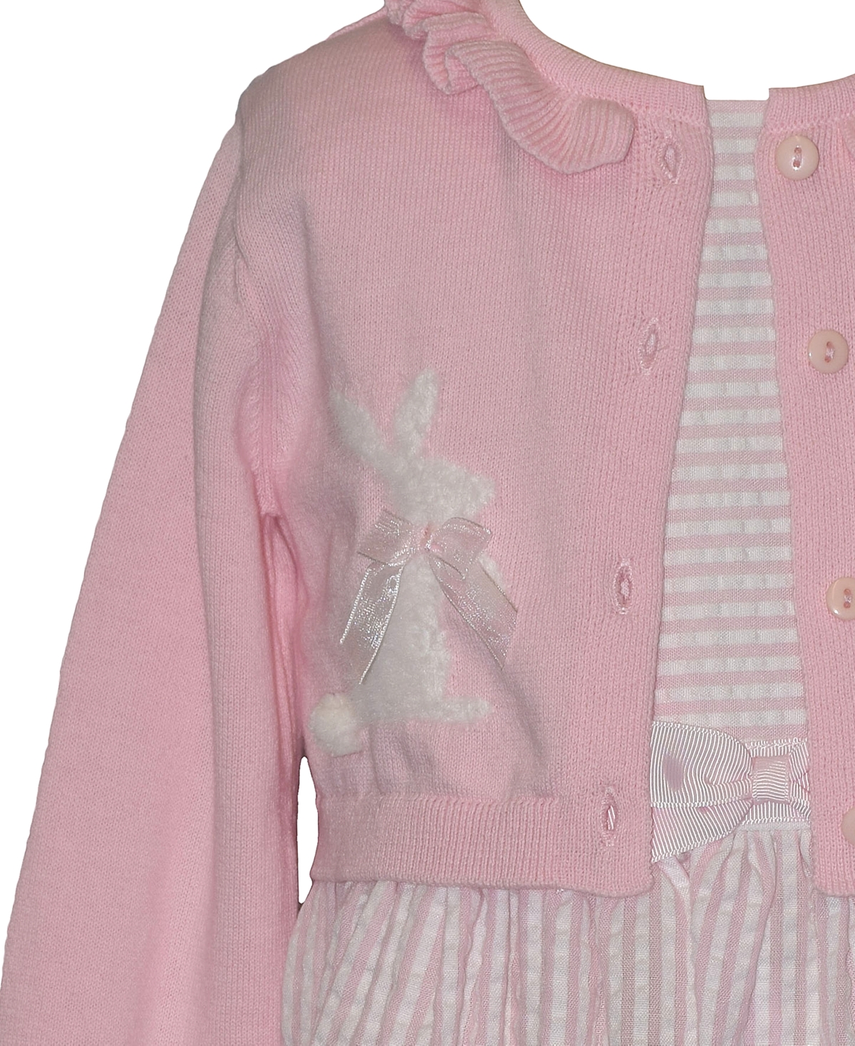 Bonnie Jean Girls' 2T-6X Bunny Round Neck Dress and Cardigan, 2-Piece Set