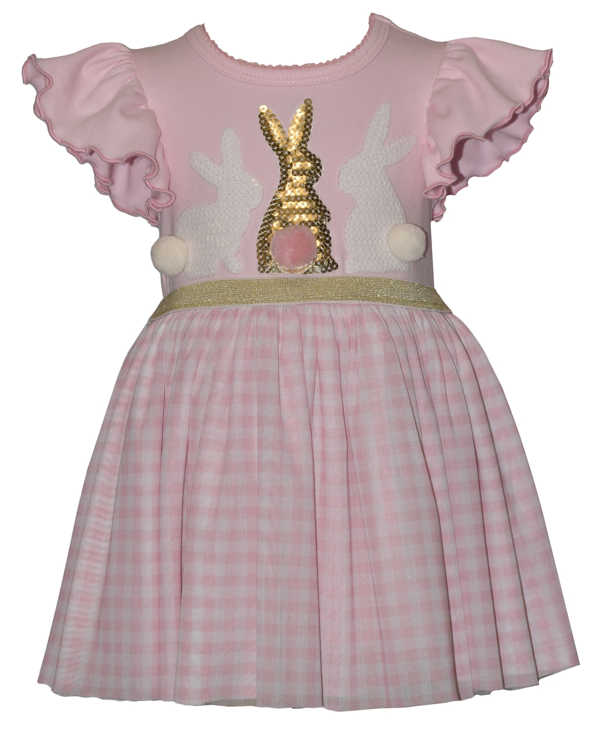 Bonnie Jean Girls' 2T-6X Flutter Sleeve Bunny Round Neck Tutu Dress
