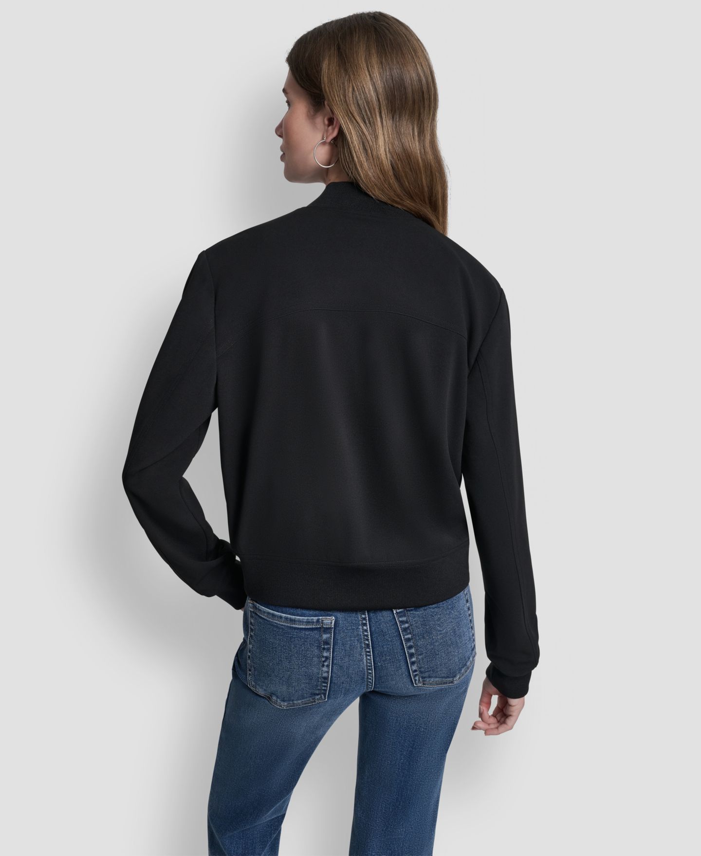 Женская куртка DKNY Zippered Bomber, цвет: Чёрный — фото 2