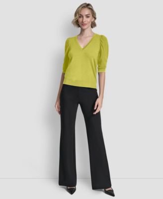 Women's Puff-Sleeve V-Neck Sweater