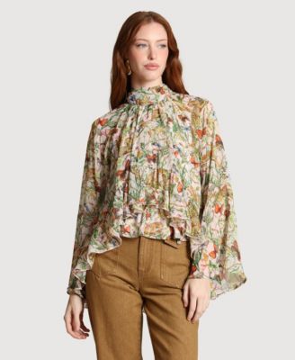 Women's Printed Tie Neck Top
