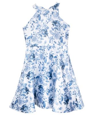 Girls' 7-16 Floral Mikado Sleeveless Dress