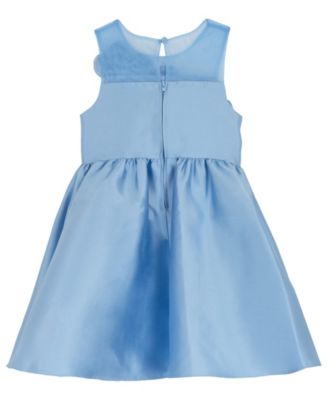 Girls' 2T-6X Illusion Neck 3D Rosettes On Bod Mikado Dress