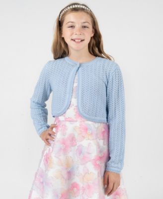 Girls' 7-16 Crochet Knit Cardigan