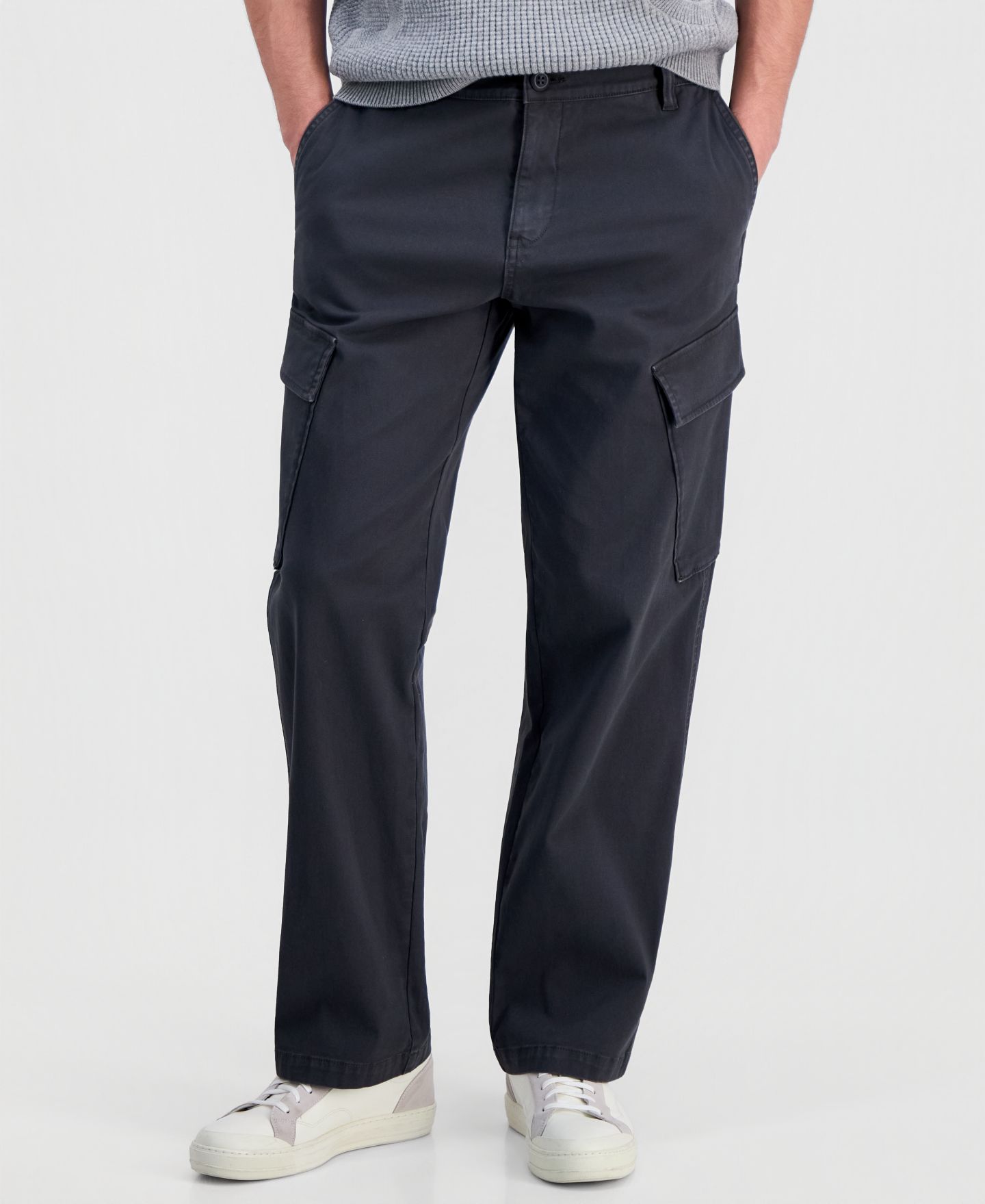 Мужские брюки Sun + Stone Cotton-Blend Angled Cargo, цвет: Чёрный теневой — фото 2