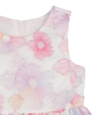 Girls' 2T-6X Floral Sequin Soutache Round Neck Dress