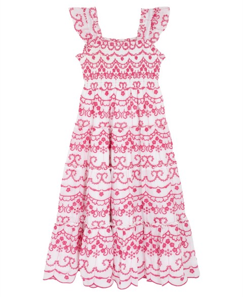 Детские Rare Editions Girls' 7-16 Cotton Eyelet Flutter Square Neck Dress