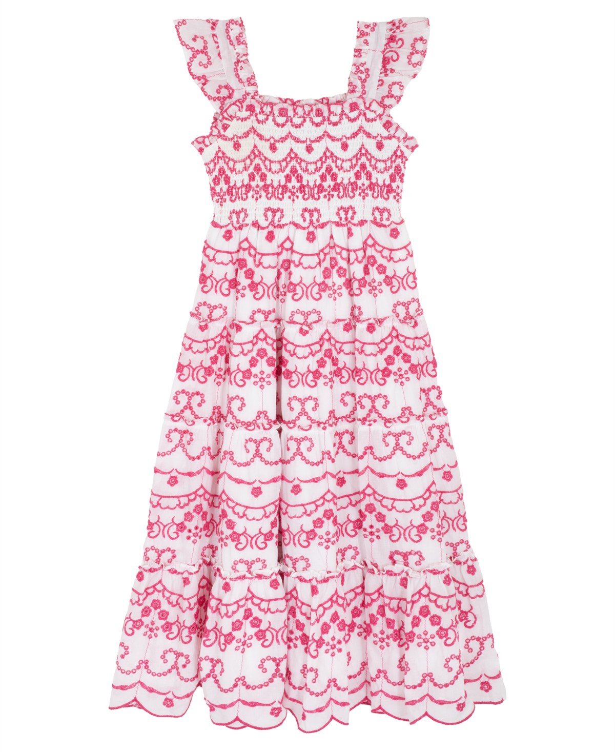 Детские Rare Editions Girls' 7-16 Cotton Eyelet Flutter Square Neck Dress — фото 1