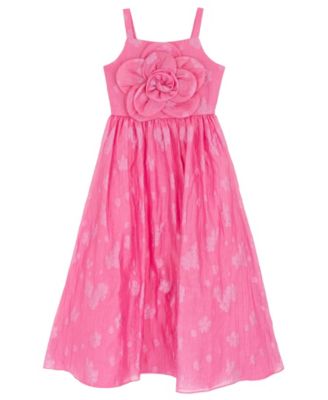 Girls' 7-16 Burnout Organza Floral Applique Square Neck Dress