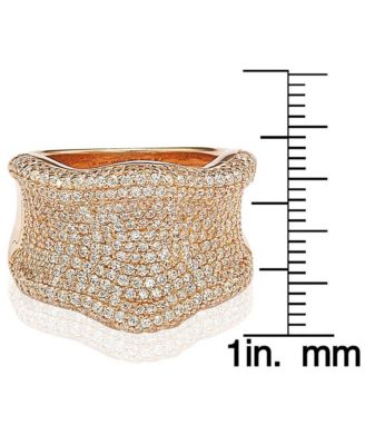 Sterling Silver Cubic Zirconia Pave Curved Wide Ring
