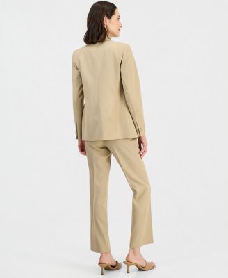 Women's Faux Double-Breasted Open-Front Jacket and Mid-Rise Press-Pleat Bootcut Pants