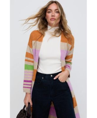 Women's Blondie Long Line Rugby Stripe Cardigan