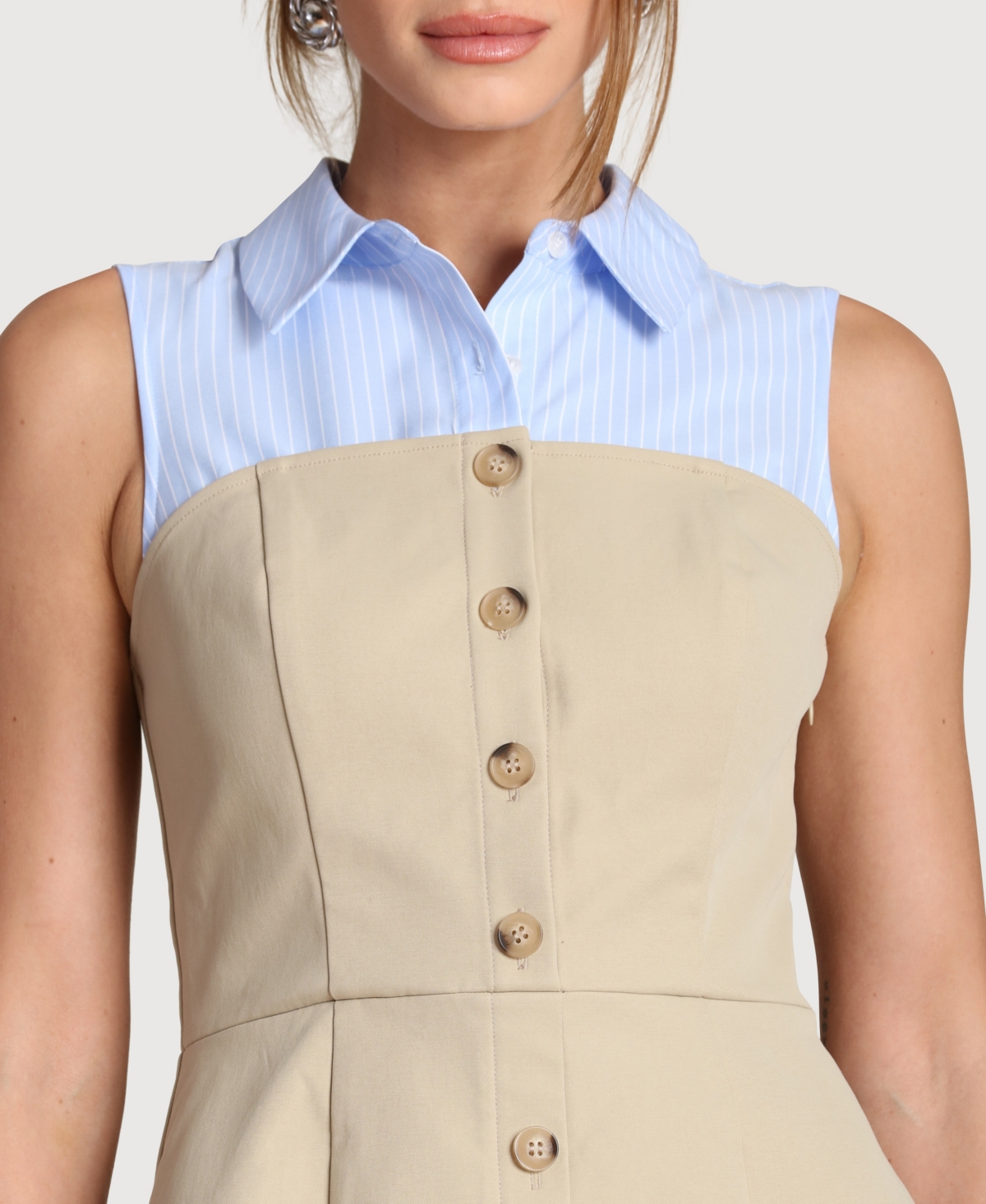 Avec Les Filles Women's Collared Neck Short Dress