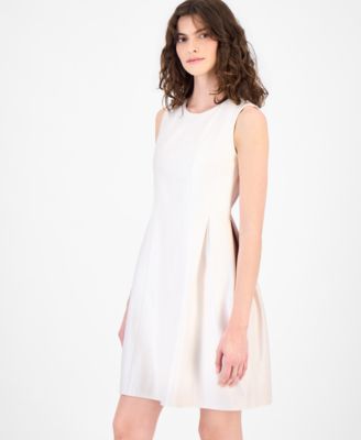 Women's Sleeveless Faux-Leather Fit & Flare Dress