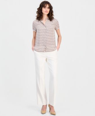 Women's Short-Sleeve Button-Front Blouse