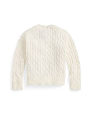 Girls' 2T-6X Cable-Knit V-Neck Sweater