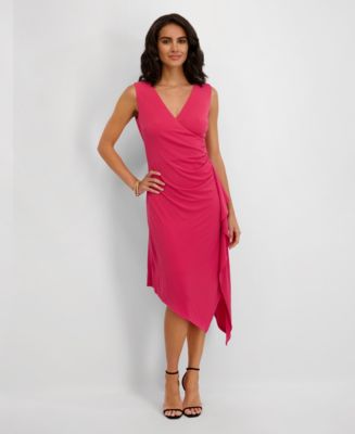 kenzie satin asymmetric draped midi dress in mauve Women's Asymmetrical Butterfly Sleeve Slip Dress  JESS by Meiko