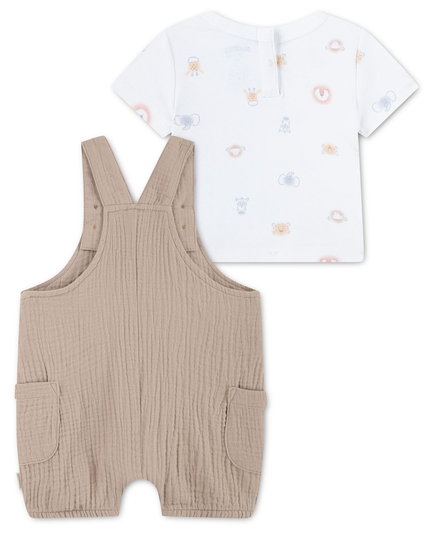 Комплект Huggies Crewneck T-Shirt and Buttoned Shortall, 2-Piece Set для мальчиков-малышей, цвет: Белый / Серо-коричневый — фото 4
