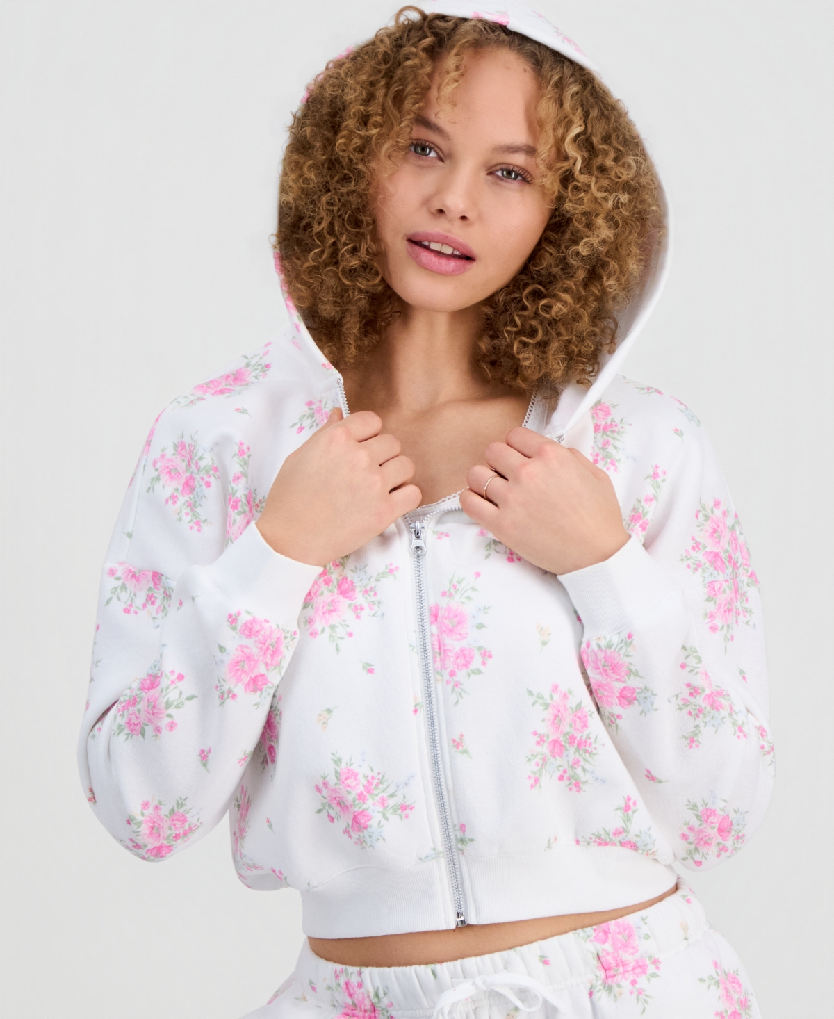 Sincerely Jules Juniors' Printed Zip-Front Hoodie