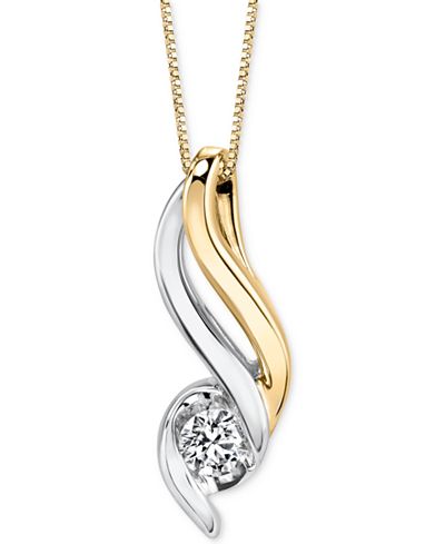 Sirena Diamond Pendant Necklace (1/5 ct. t.w.) in 14k Gold and White Gold