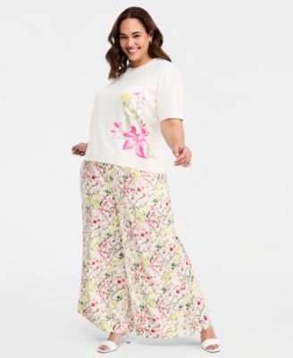Plus Size Wide-Leg Elastic Waist Pants