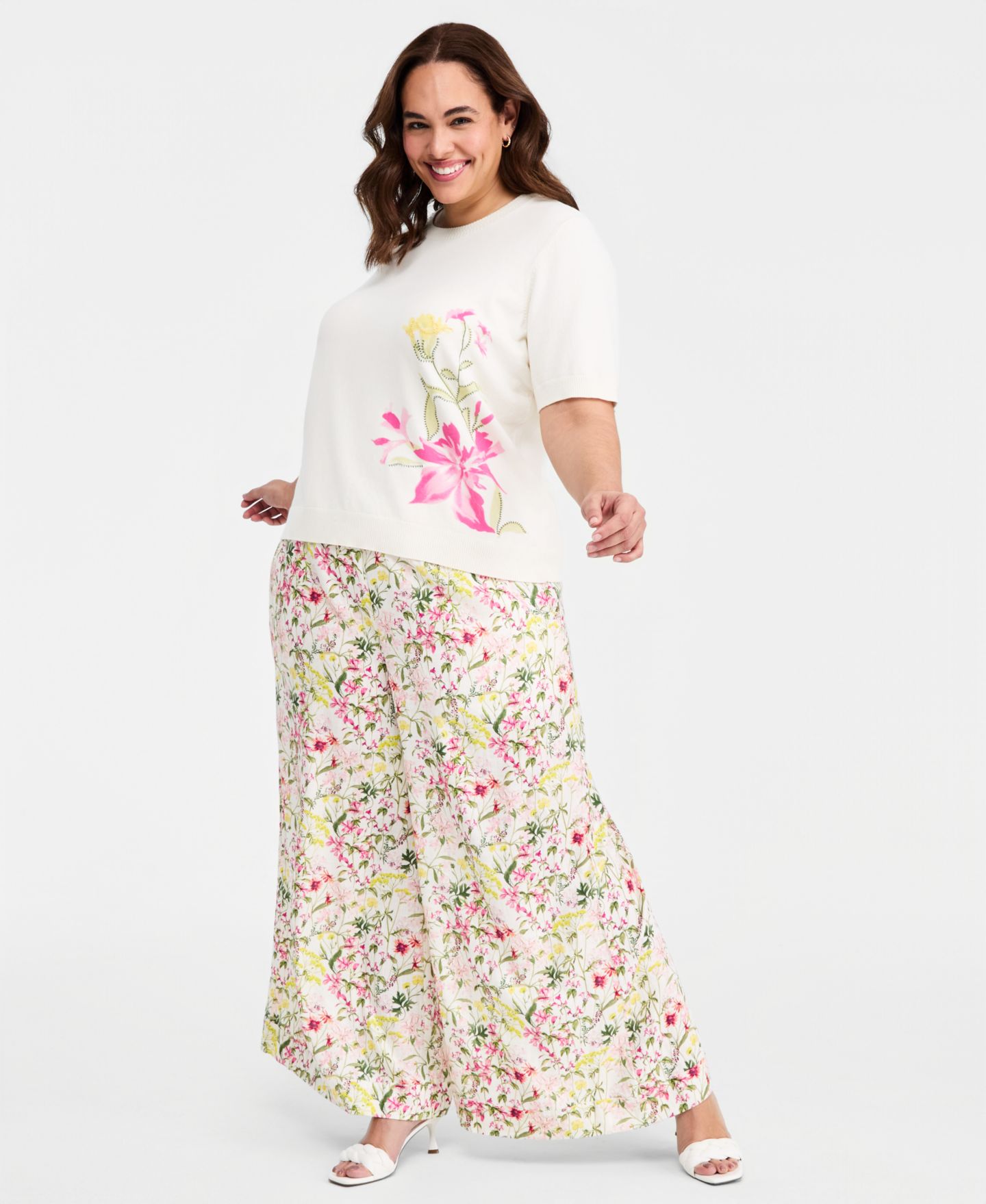 Женские брюки Vince Camuto Plus Size Wide-Leg Elastic Waist, цвет: Малиновый сорбет — фото 6