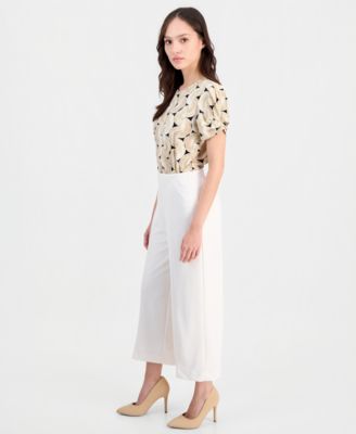 Petite Seamed Cropped Pull-On Pants