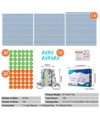 180PCS Kids Tent Fort Building Kit STEM Construction Set