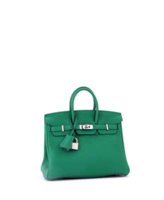 Birkin 25 Handbag Green Togo with Palladium Hardware
