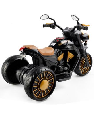 Dual Motor Kids Ride-On Motorcycle, 3-Wheel with LED Light & Wide Tires