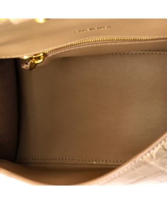 Small Hourglass Top Handle Bag Embossed Leather