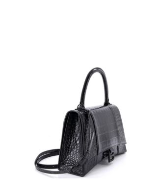 Medium Hourglass Top Handle Bag Embossed Leather