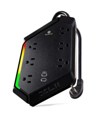 6-Outlet RGB Surge Strip with USB-C and USB Ports for Home Electronics Power Protection