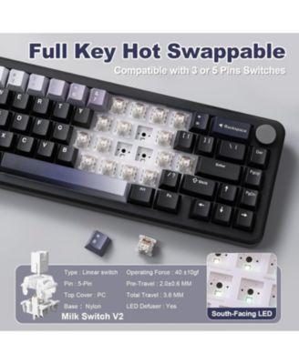 B68 Wireless Mechanical Keyboard,Tri-Mode BT5.0/2.4GHz/USB-C Hot Swappable Creamy Typing Gasket Mounted for Win/Mac (Milk V2 Switch)