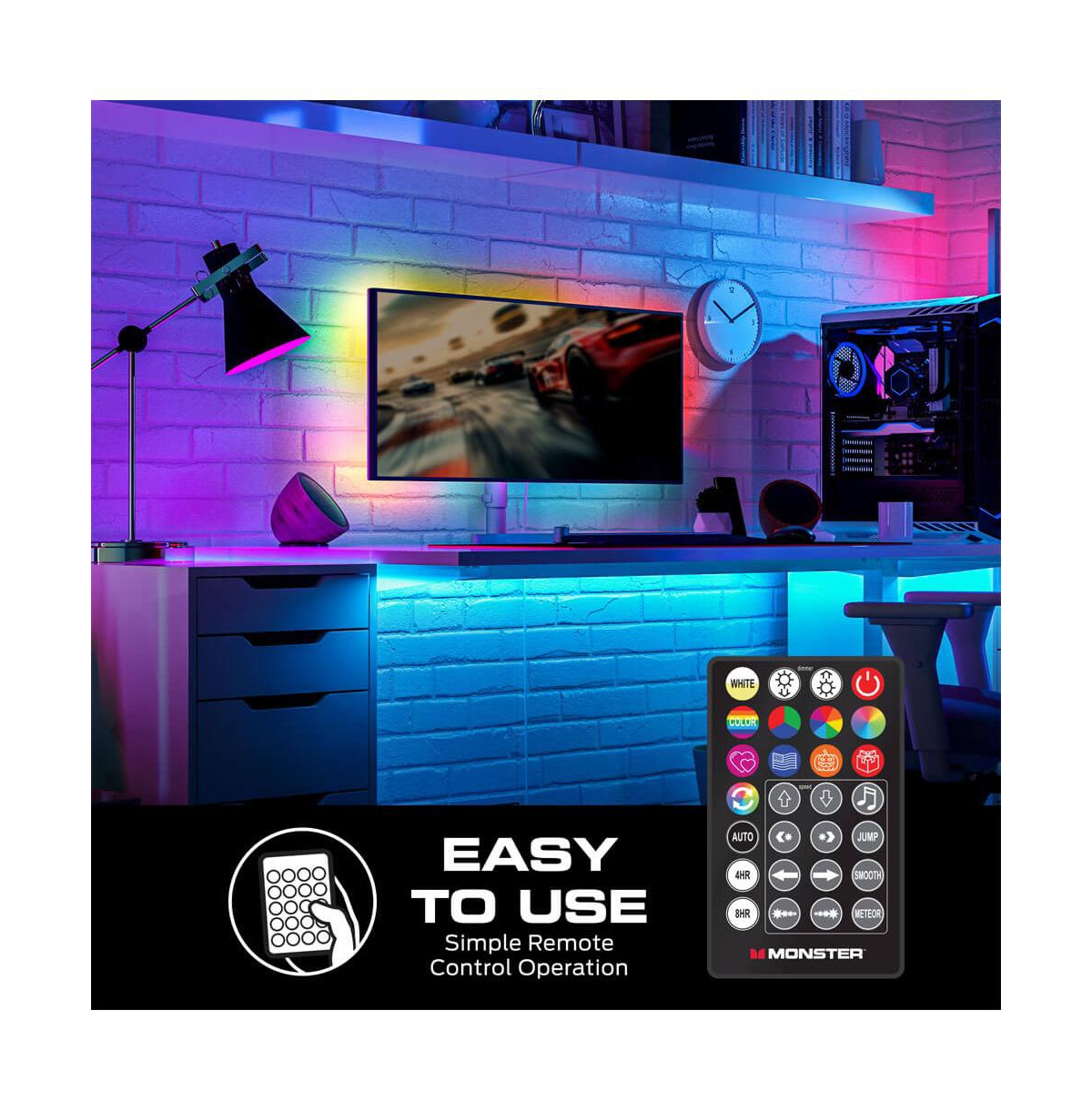 Monster Cable 10-Ft Ir Remote Controlled Rgb-ic Led Indoor Light Strip with Sound Reactive Microphone