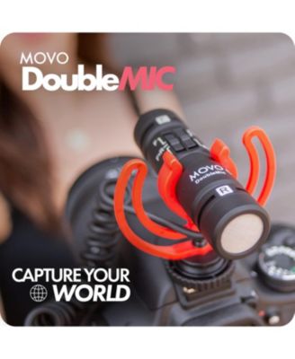 DoubleMic V2 Two-Sided Shotgun Mic for Camera Vlogging - Dual Capsule External Microphone for iPhone, Android, Smartphones and DSLR Camcorders