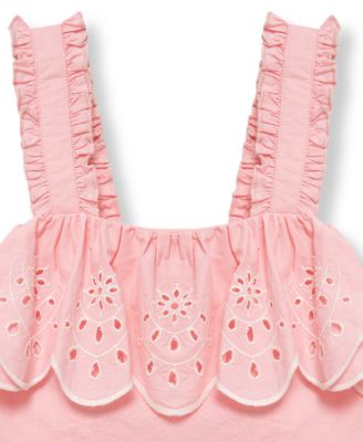Girls' 7-16 Embroidered Eyelet Top and Skirt, 2-Piece Set
