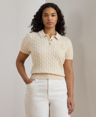 Plus Size Cable-Knit Polo Shirt
