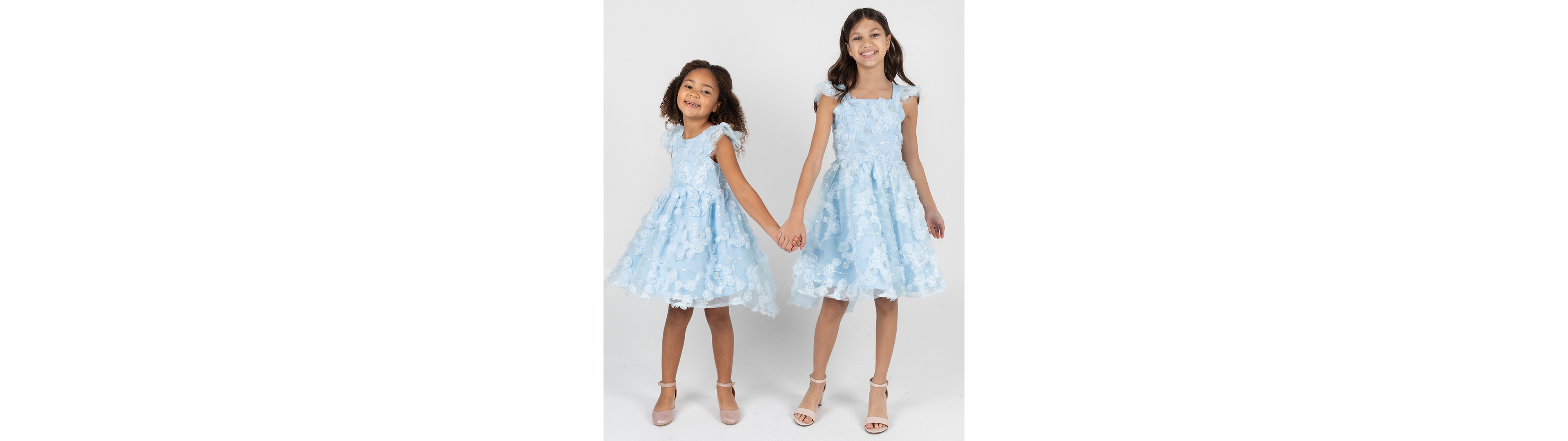 Rare Editions Girls' 2T-6X Rose Soutache Flutter Sleeve Dress