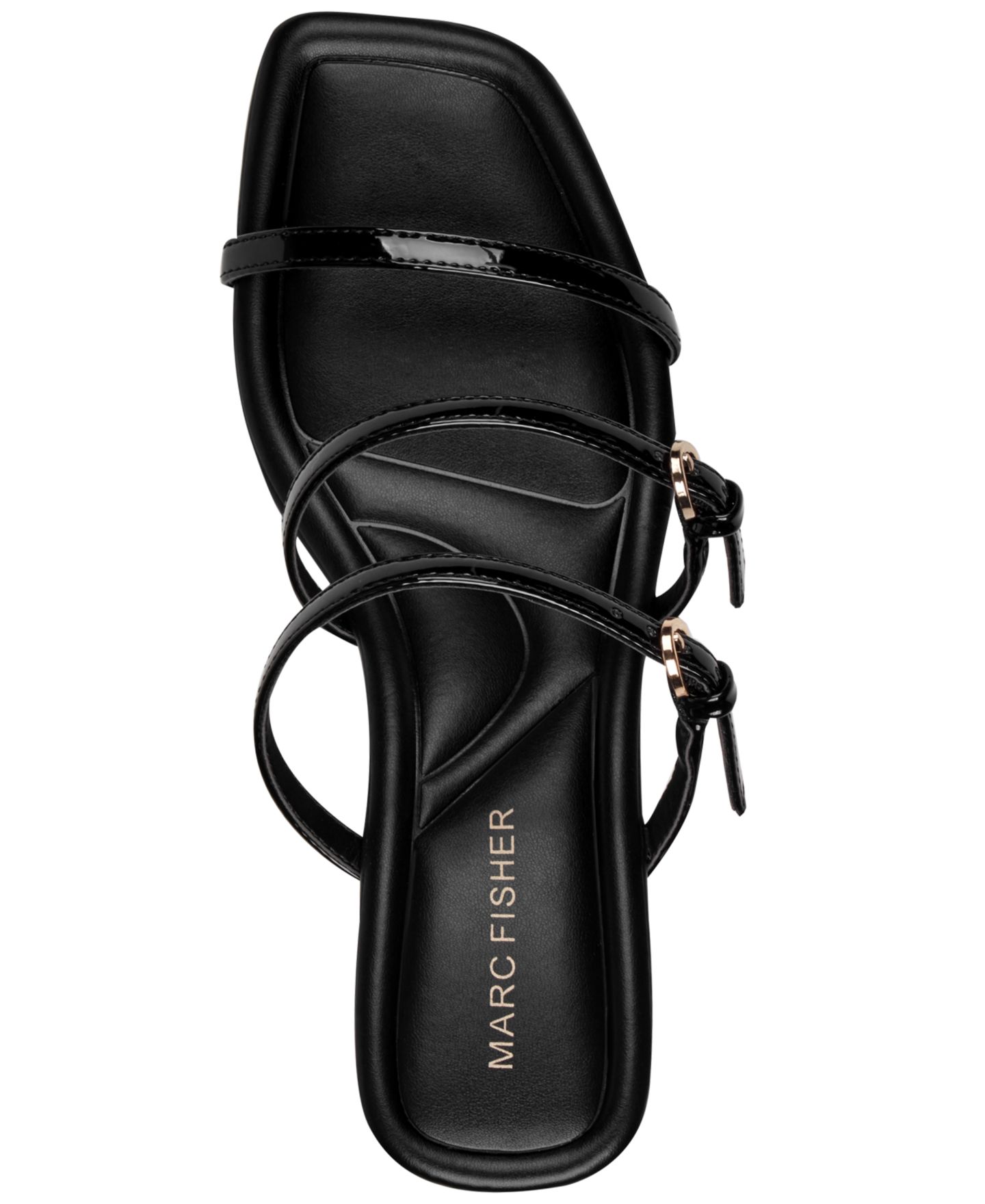 Женские сандалии Marc Fisher Dressi Strappy Slip-On Kitten Heel, цвет: Чёрный лаковый — фото 4