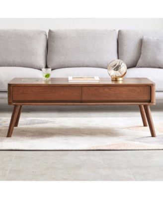 Solid Wood Lift-Top Coffee Table with Hidden Storage & Rounded Corners