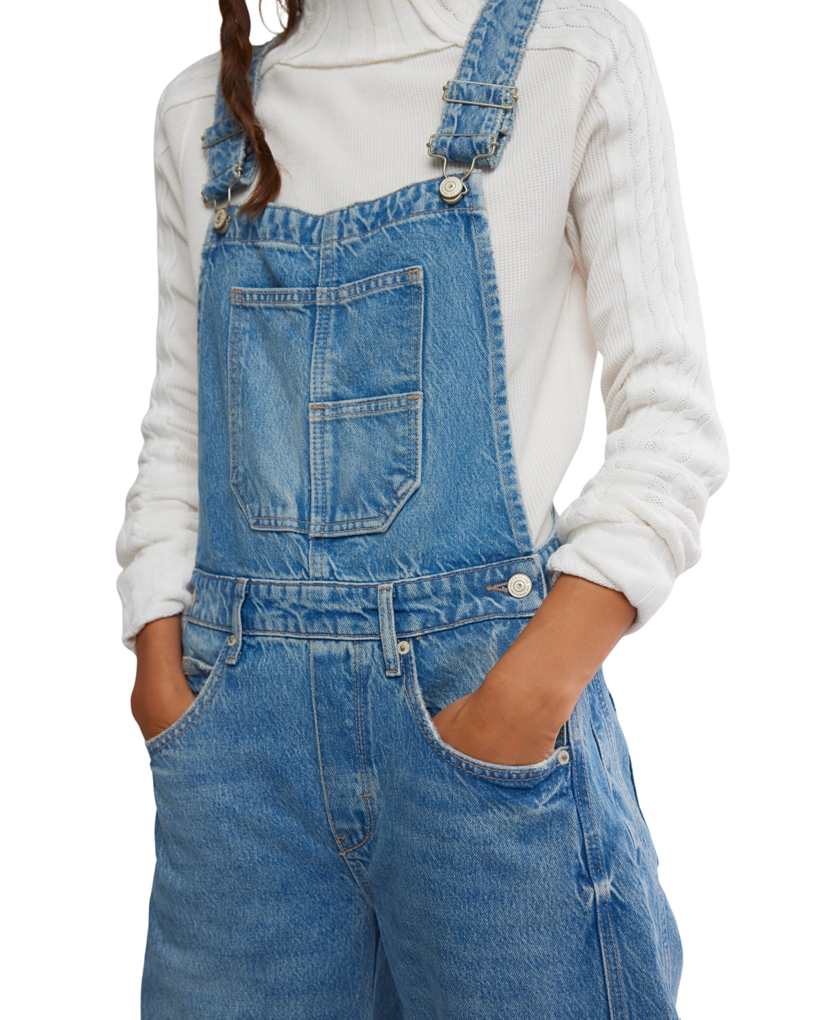 Free People Juniors' Good Luck Square Neck Overalls Pants
