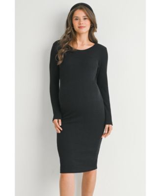 Maternity Bodycon Ribbed Knit Long Sleeve Dress