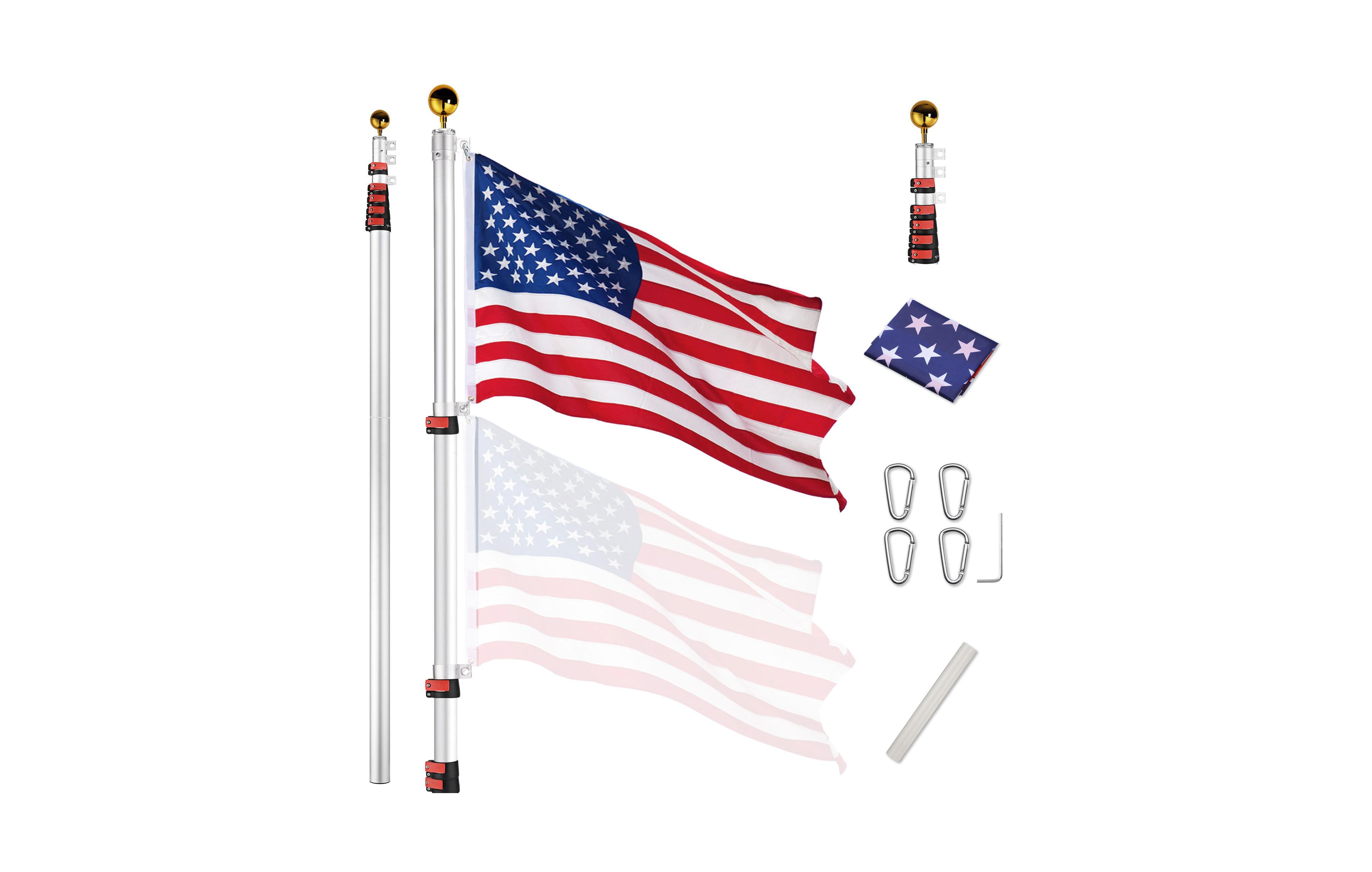 Yescom Ez Go 30Ft Telescoping Flag Pole Kit - Portable Display for Outdoor Business, Events & Advertising