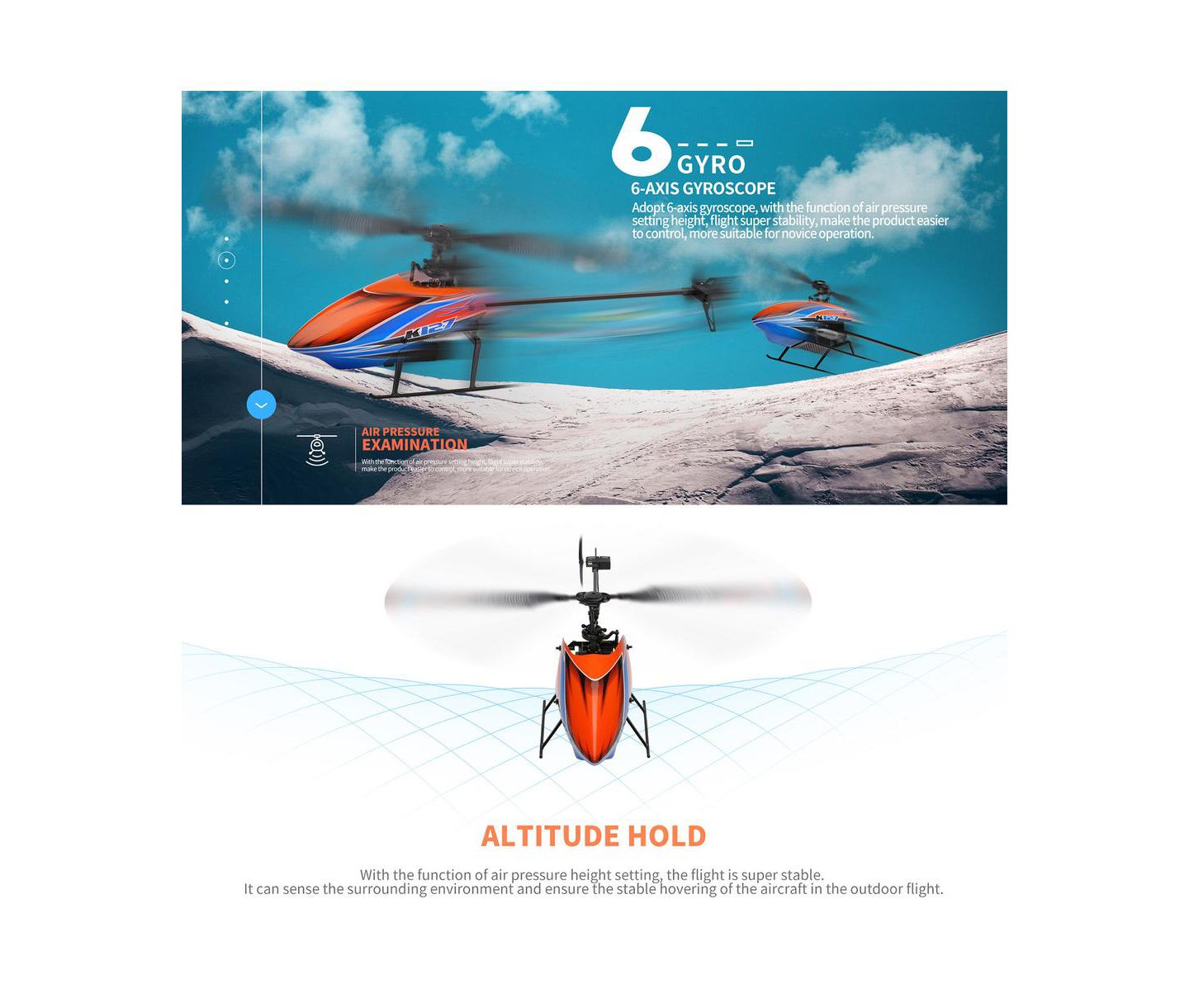 Детская игрушка Bruce & Shark K127 4-Channel Auto-Hover 6-Axis Gyro RC Helicopter, цвет: Оранжевый — фото 2