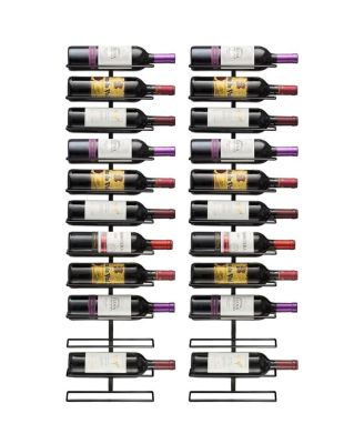 2 Pack Black Metal Wine Rack Bottle Holder - for Home Bar, Kitchen (Holds 24)