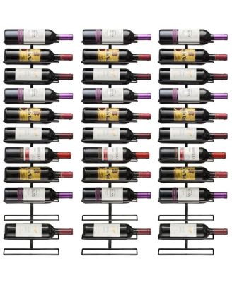 3 Pack Black Metal Wine Rack Bottle Holder - for Home Bar, Kitchen (Holds 36)