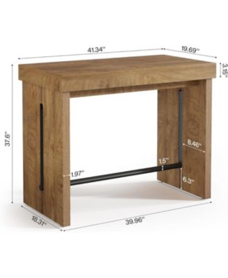 Bar Table, 41.3" Pub Table with Metal Footrest