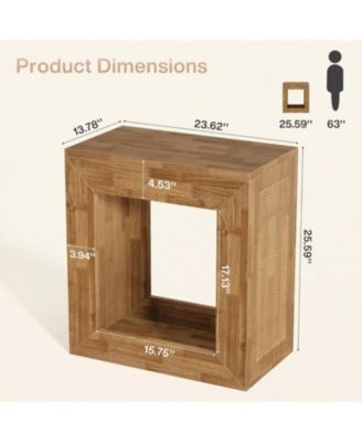 Rustic End Table Set of 2, 2-Tier Wooden Side Table with Sturdy Base, Farmhouse Narrow Nightstand with Storage Shelf