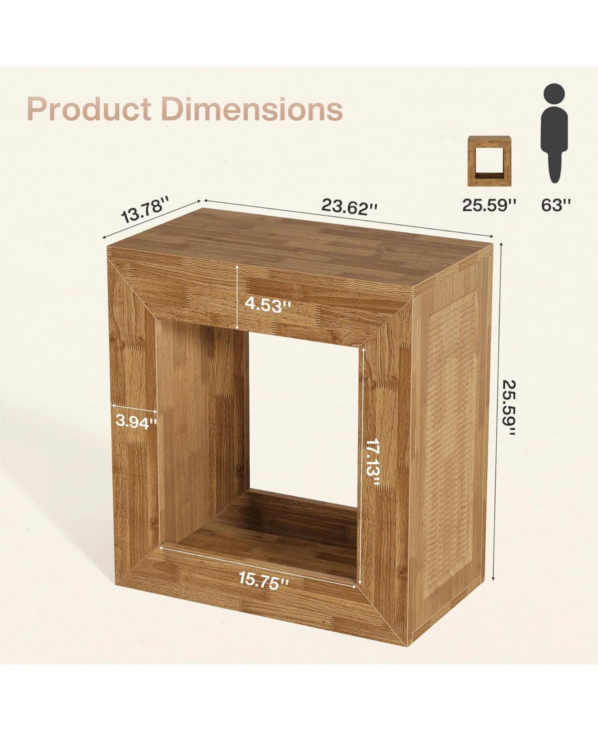 Tribesigns Rustic End Table Set of 2, 2-Tier Wooden Side Table with Sturdy Base, Farmhouse Narrow Nightstand with Storage Shelf